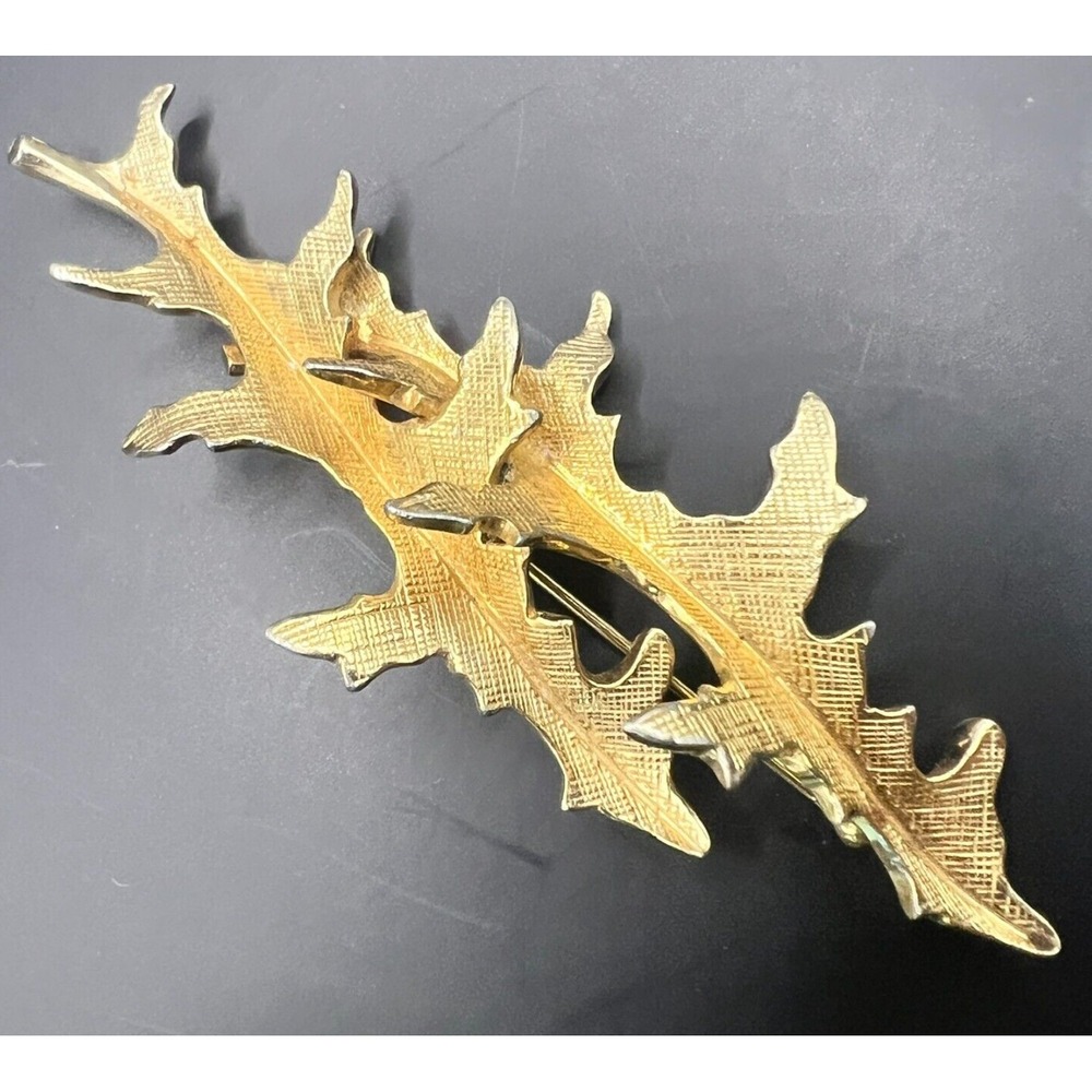Vintage Castlecliff Gold-Tone Leaf Brooch – Textured Statement‎ Pin Unique 3.25"